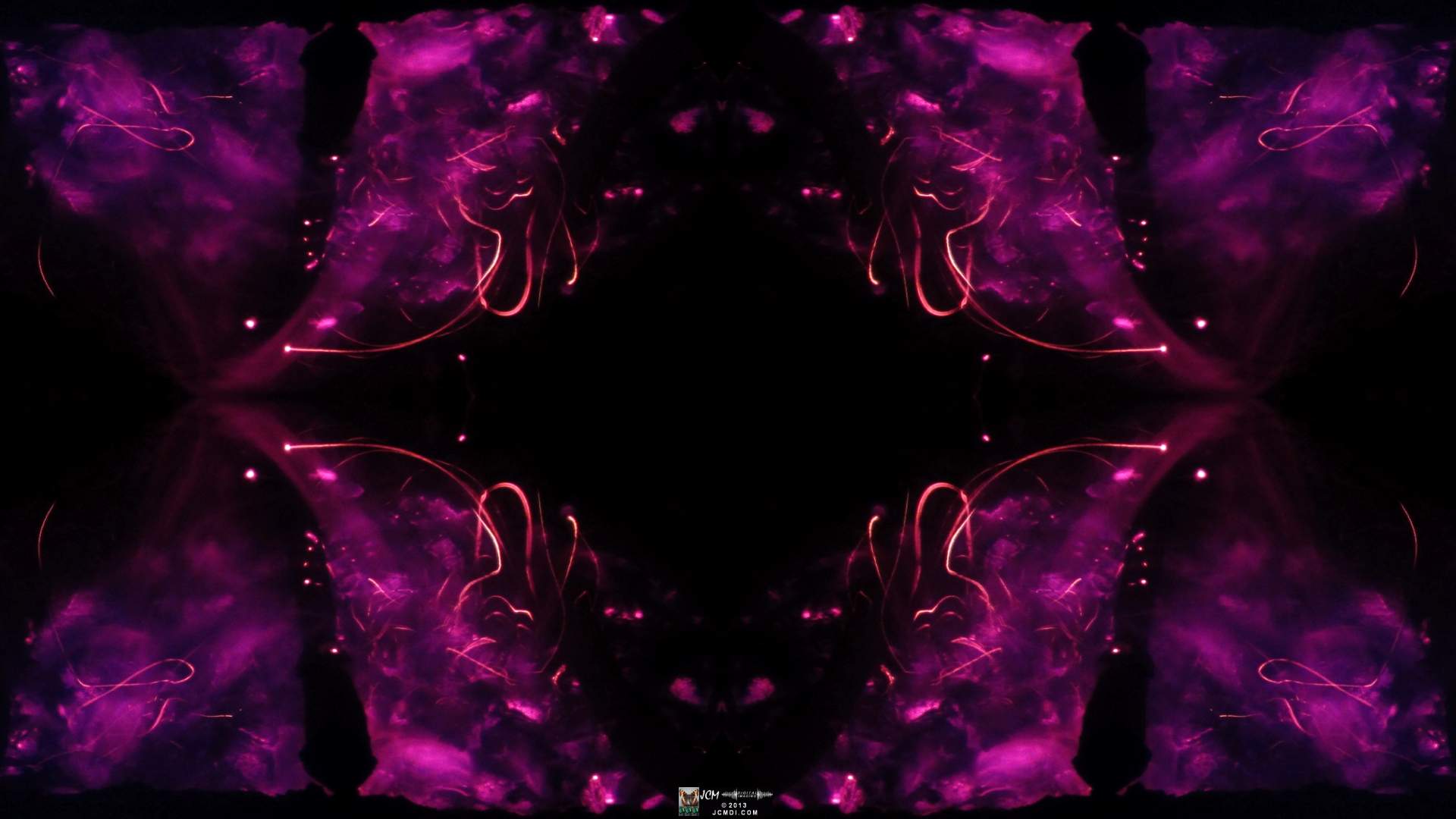 Quadroscopic art made from a still image � Fireplace coals and firefall